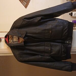 Cougar Men's Dark Brown Leather Bomber Jacket.‎ Mens Sz.L.